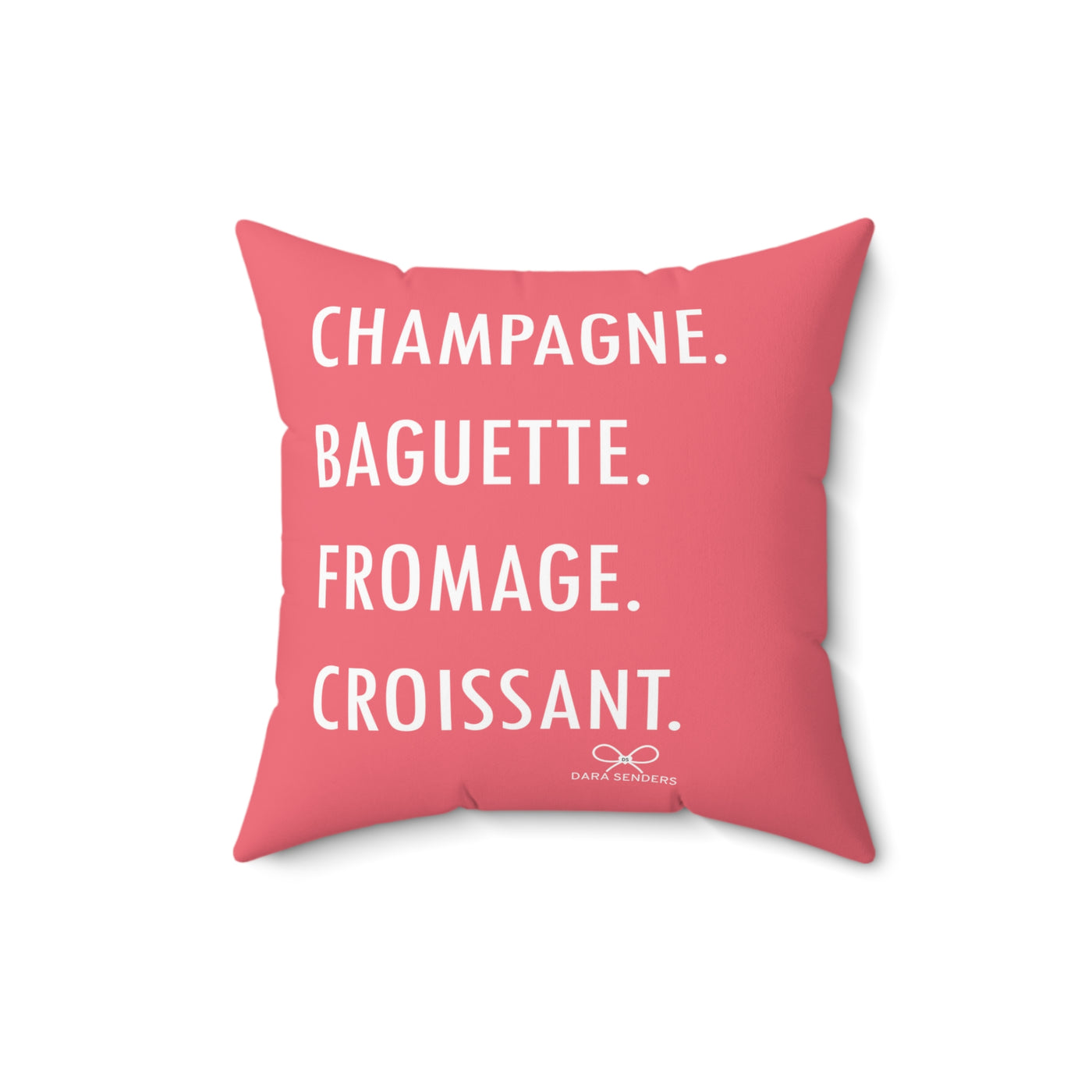 GOURMET LOVE PILLOW Faux Suede (Champagne, Baguette, Fromage, Croissant) - PInk - NEWS 12 EXCLUSIVE