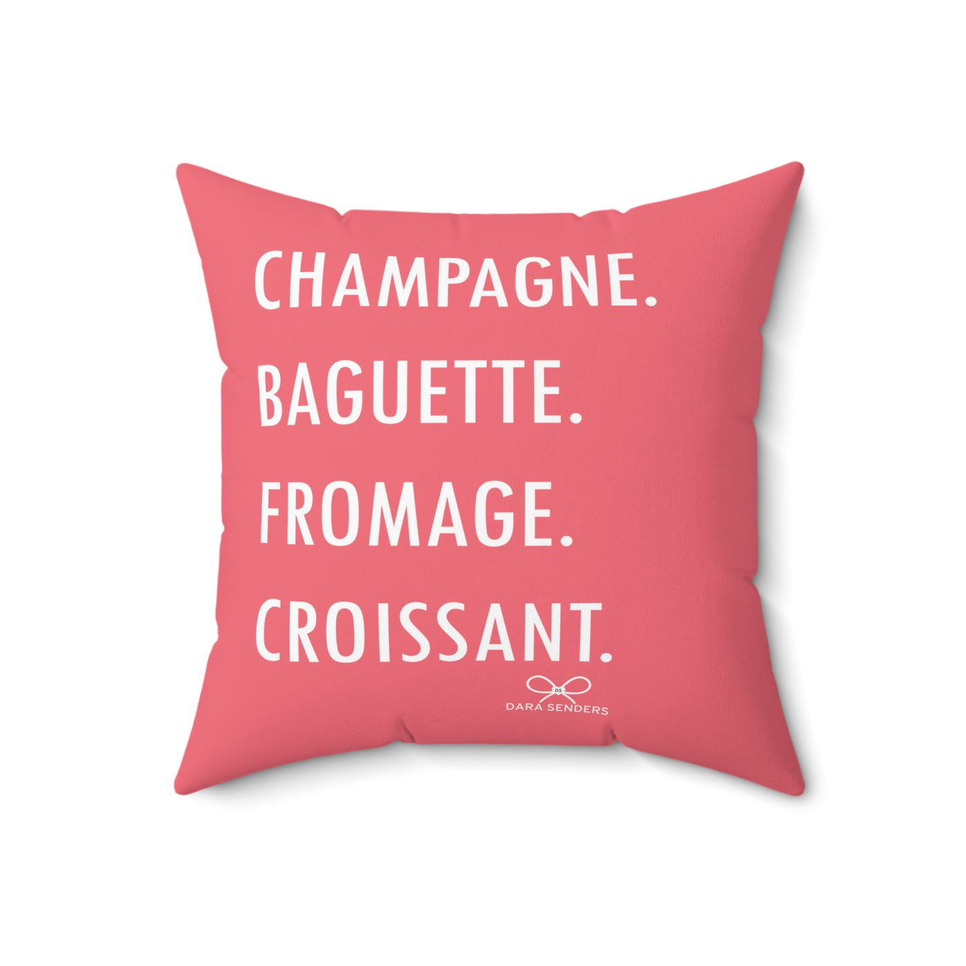 GOURMET LOVE PILLOW Faux Suede (Champagne, Baguette, Fromage, Croissant) - PInk - NEWS 12 EXCLUSIVE