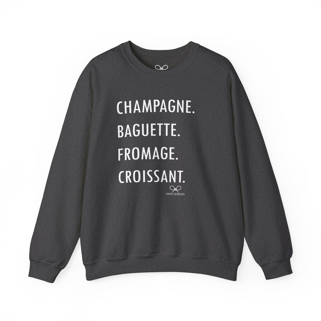 GOURMET LOVE (Champagne, Baguette, Fromage, Croissant) Crewneck Sweatshirt