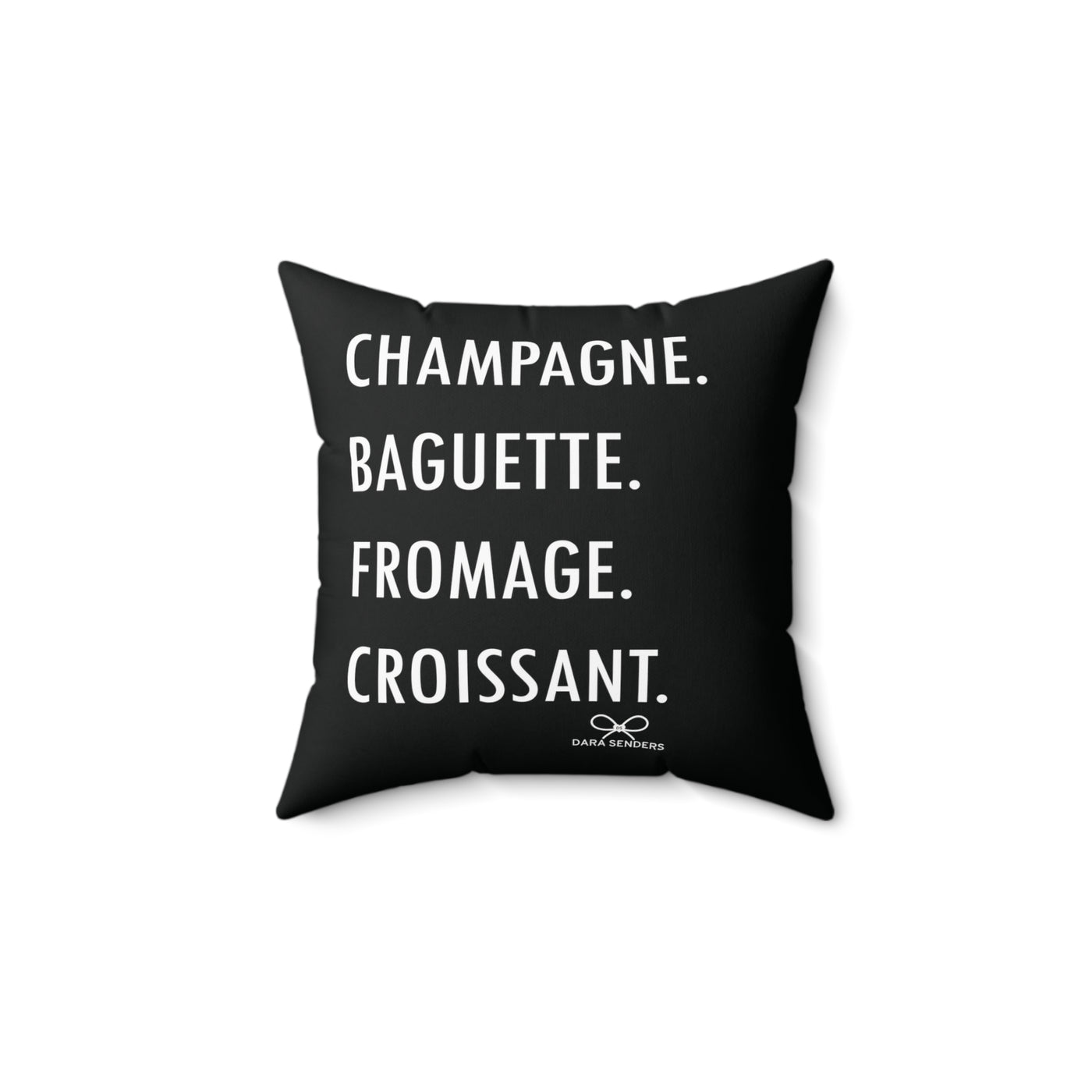 GOURMET LOVE PILLOW Faux Suede (Champagne, Baguette, Fromage, Croissant) - Black - NEWS 12 EXCLUSIVE