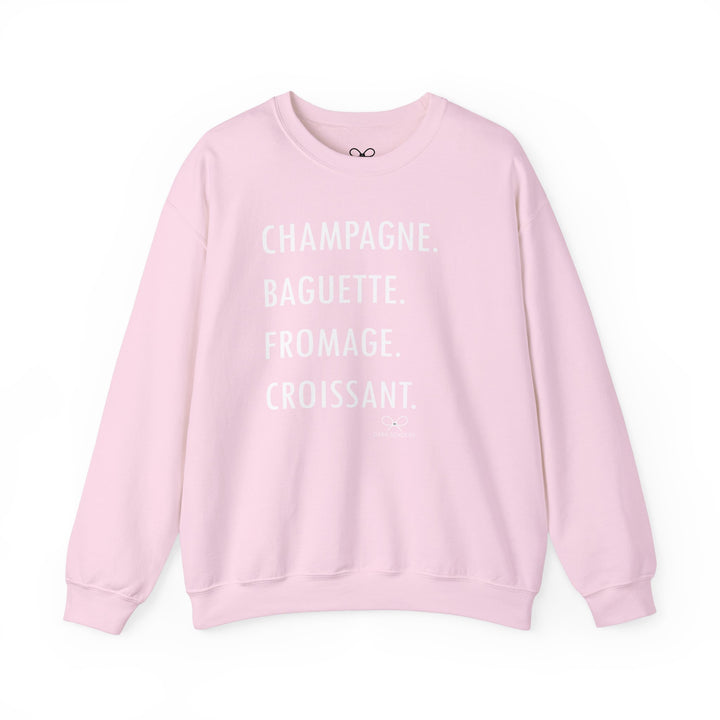 GOURMET LOVE (Champagne, Baguette, Fromage, Croissant) Crewneck Sweatshirt