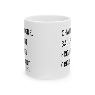 GOURMET LOVE (Champagne, Baguette, Fromage, Croissant) MUG - NEWS 12 EXCLUSIVE