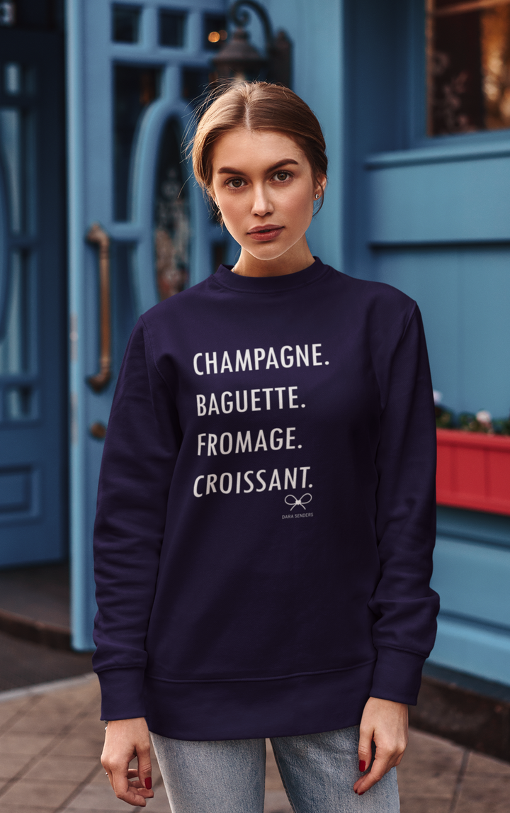 GOURMET LOVE (Champagne, Baguette, Fromage, Croissant) Crewneck Sweatshirt