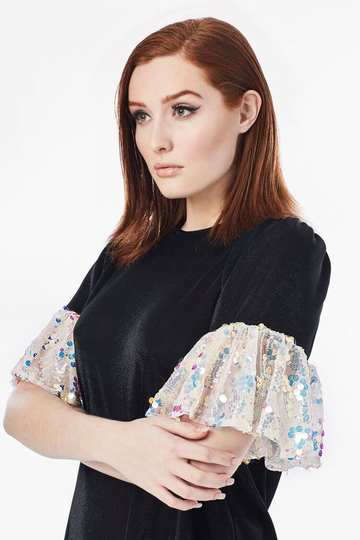 PENNIE METALIC KNIT SEQUIN TEE