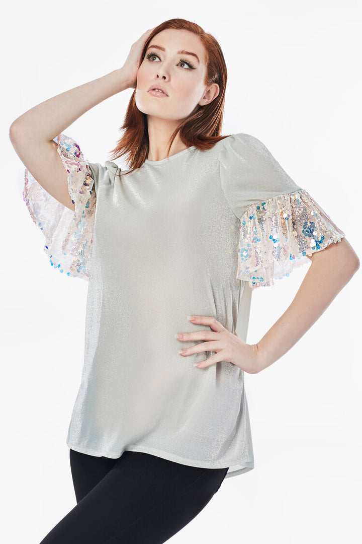 PENNIE METALIC KNIT SEQUIN TEE